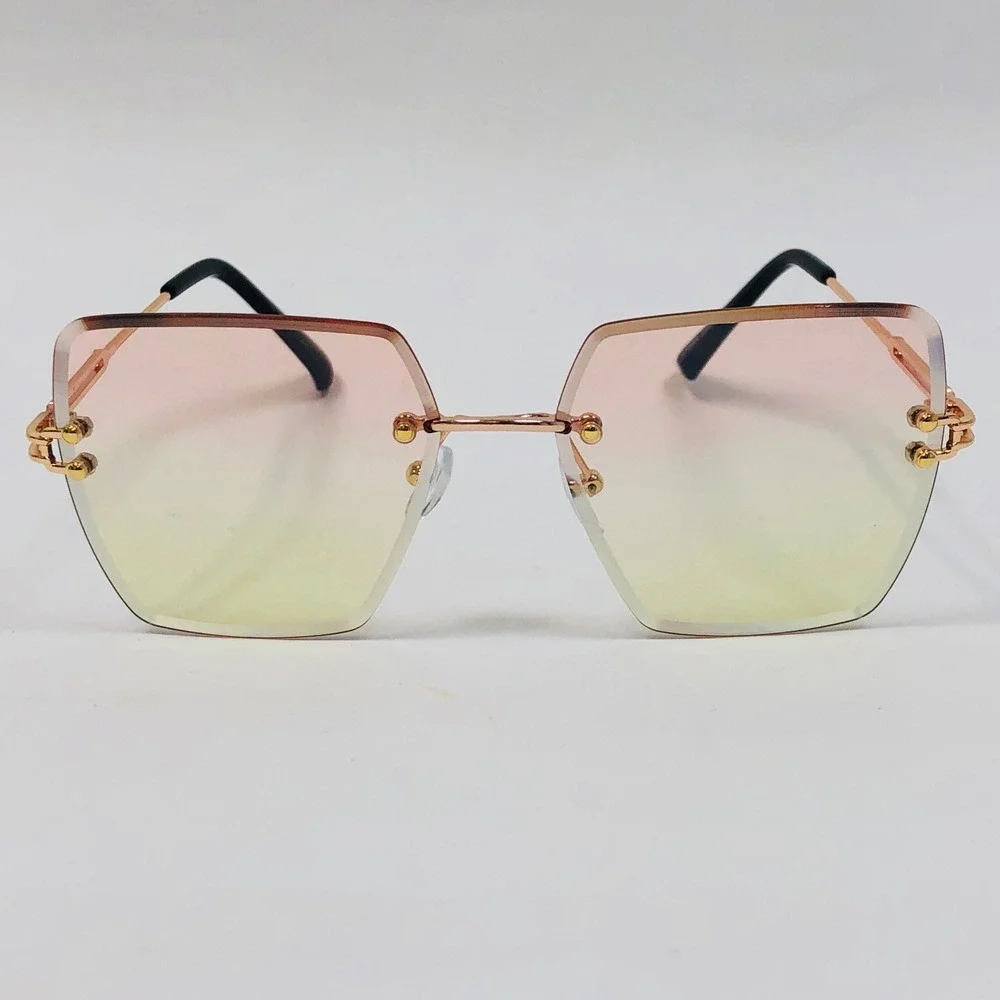 Rimless Women Sunglasses Women Fashion Tinted Lens Octagon Frame Sun Glasses New